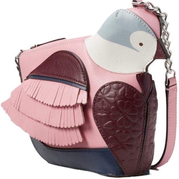KATE SPADE LOVE BIRDS BAG Pink White Leather Crossbody Rare BNWT Limited - Picture 2 of 3